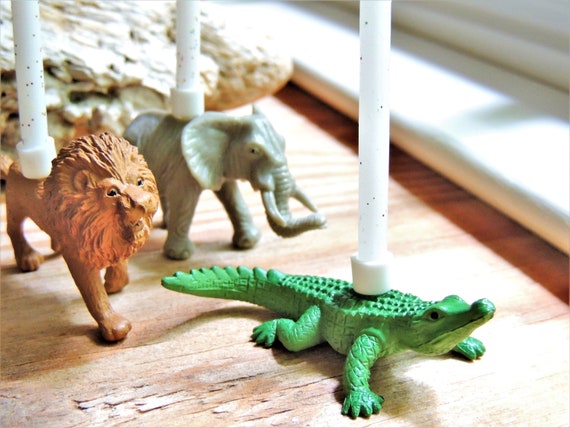 BIRTHDAY CANDLE HOLDERS: Safari Zoo Party Animals Cake or Cupcake Toppers Circus Parties Events