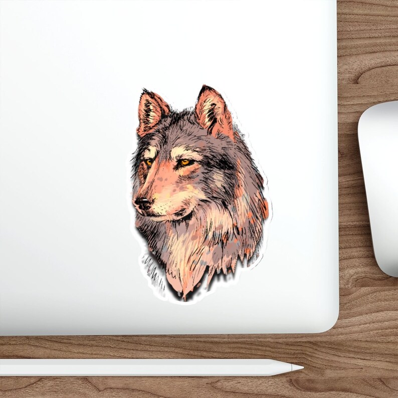 WOLF STICKER: Animal Head Decal Stickers, for Water Bottles Laptop ...