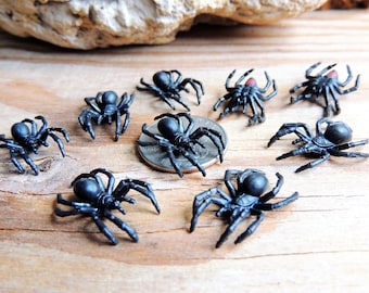 Set of SPIDER MINIATURES Black Widow Insect Tiny Animal Figurine Figure Dollhouse Terrarium Fairy Garden Diorama Small Mini Miniature Crafts