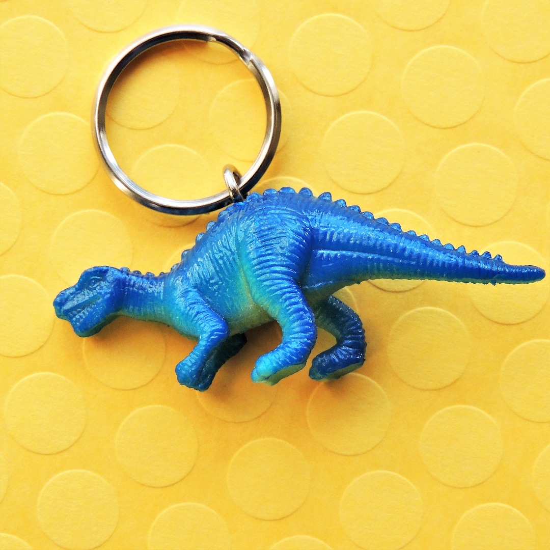 DINOSAUR KEYCHAIN Key Chain Blue Key Ring Key Fob Animal Cute Fun Cool