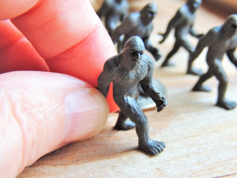 Set of 1 to 50 Tiny Miniature Bigfoot Mythical Creature Cryptozoology Mini Figures for dollhouses, terrariums, fairy gardens, dioramas, jewelry & charm making, soap slime egg filler, party favors, for dolls, for crafts, etc. Etsys Pick Mini Animals