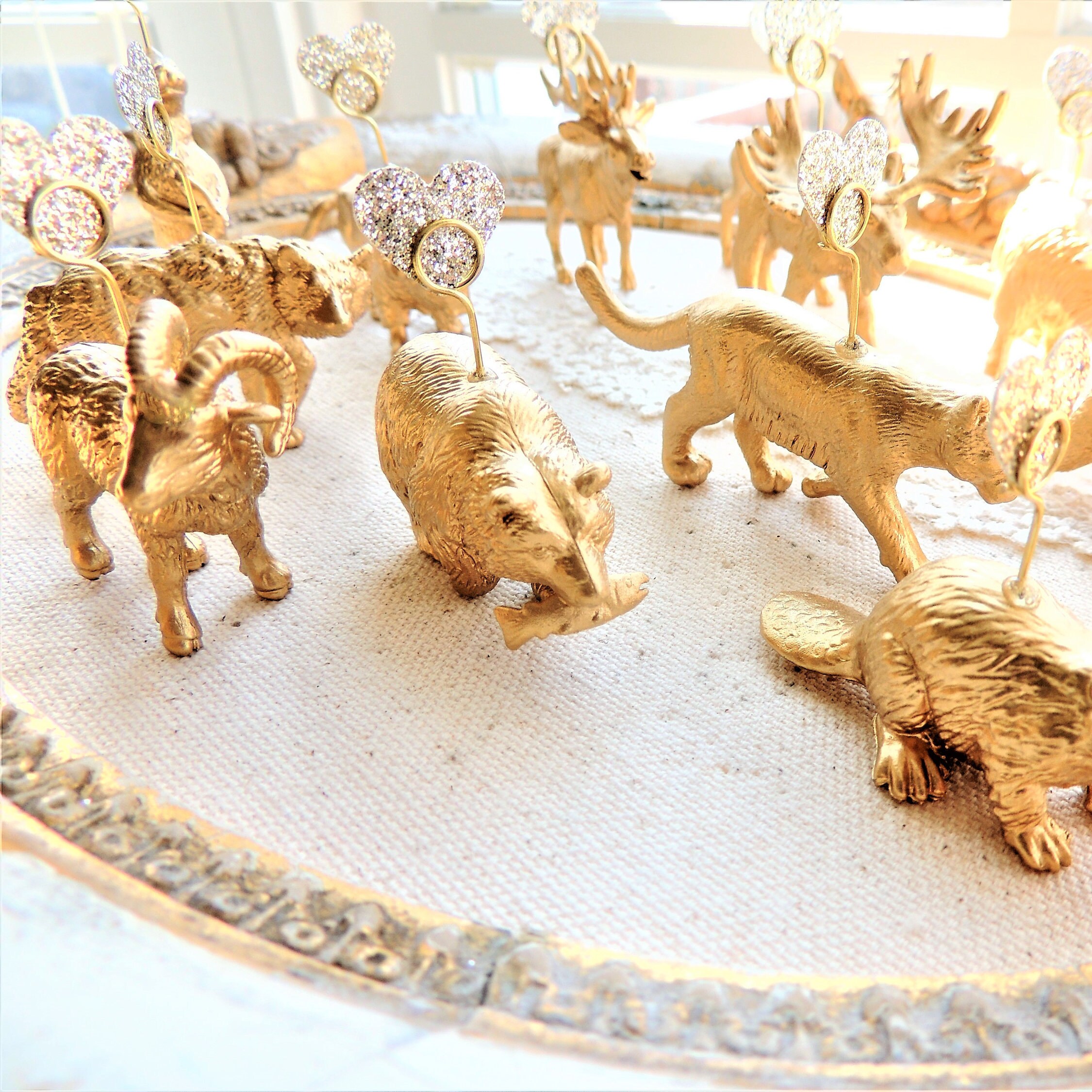 Gold Animal PLACE CARD HOLDER Wedding Table Bear Moose Deer Etsy