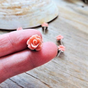 PUSH PINS Decorative Flower Thumbtacks Wedding Boards Rose Bud 10 Coral Tacks Thumb Tack Message Boards Office Decor Corkboard Cubicle Decor image 7