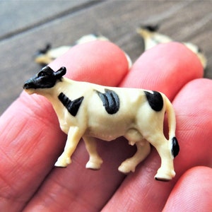 COW MINIATURES Holstein Cows Figurine Farm Animal Figure Dollhouse For Fairy Garden Diorama Terrarium Supply Small MICRO Mini Tiny Miniature