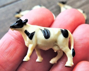COW MINIATURES Holstein Cows Figurine Farm Animal Figure Dollhouse For Fairy Garden Diorama Terrarium Supply Small MICRO Mini Tiny Miniature