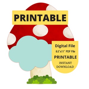 FUNGO PDF stampabile RA Porta Decs Svg Studente Scrivania Targhette Nome Etichette Segno Insegnante Scuola Aula Dormitorio Carino Facile Res Vita
