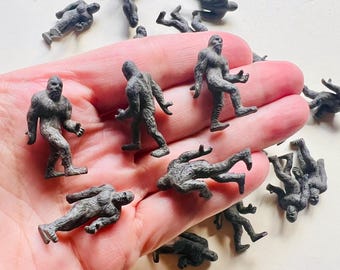 Miniature Bigfoot Figure Sets: Tiny Sasquatch Cryptozoology for Dollhouses, Terrariums, Dioramas, Fairy Gardens, Crafts