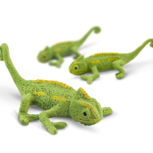 CHAMELEON MINIATURES: Tiny Mini Animals Figures Figurines Dollhouse Terrarium Fairy Garden Diorama Supply Small Tiny Minis Lizard Lot Set