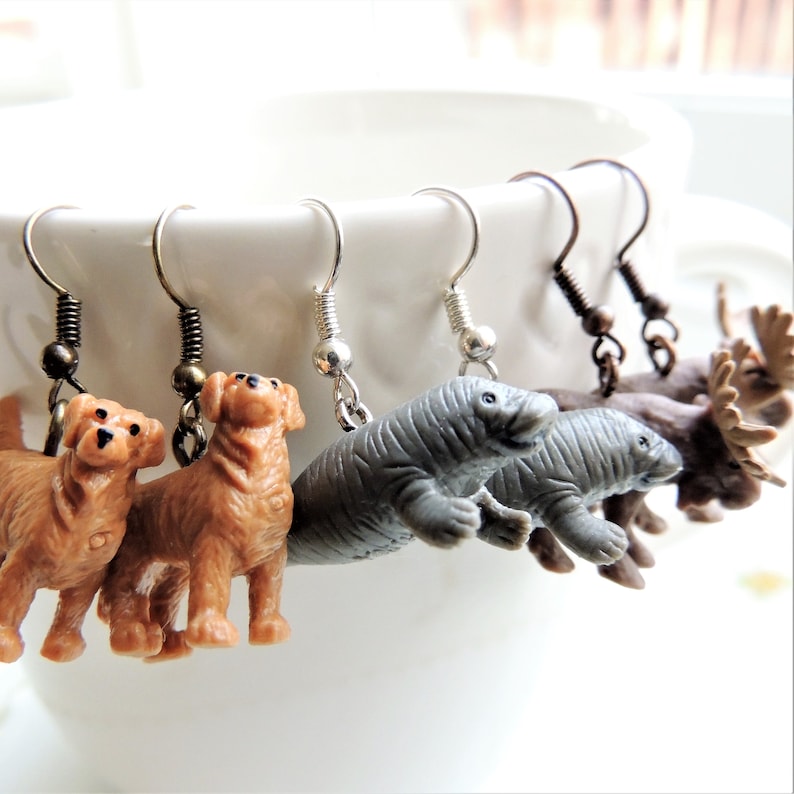 GORILLA DANGLE EARRINGS Mini Tiny Miniature Animal Jewelry