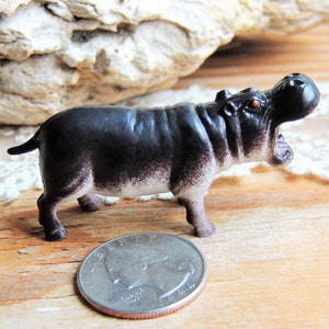 MINIATURE HIPPO Toy Animal Figures Figurine Mini Fairy Gardens Dollhouse Diorama Terrarium Small Tiny Miniatures Safari Animals Zoo Wildlife