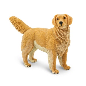 DOG FIGURINE For Wedding Cake Topper Large MINIATURE Golden Retriever Animals Figure Dog Eating Cake Diorama Supply Plastic Model Safari Ltd