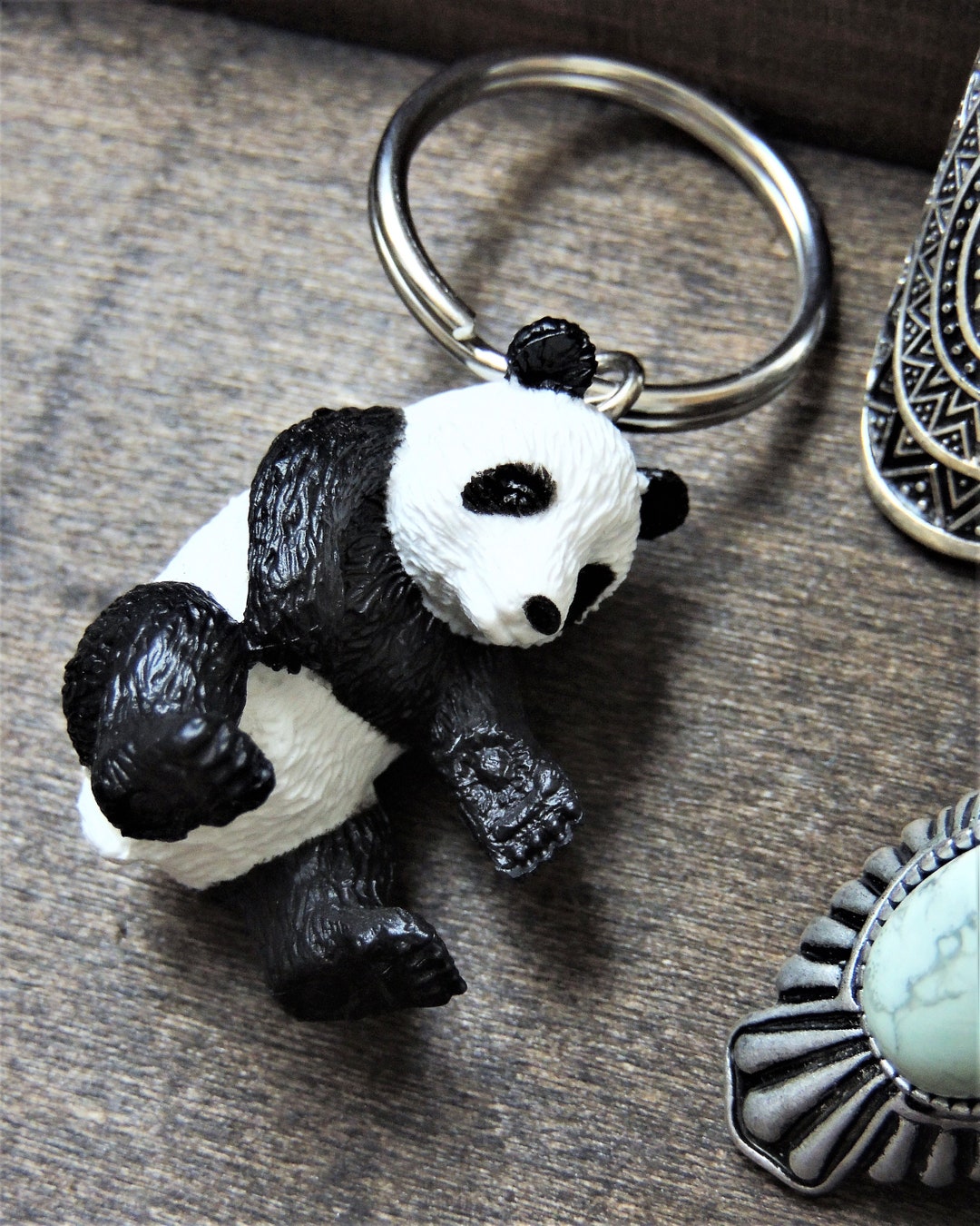 KEYCHAIN: Panda Bear Key Ring Animal Key Fob for Women Kids Bag Charm ...