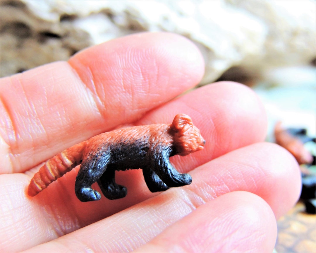 Set of MINIATURE RED PANDA Animal Figurines Figure Micro Mini Fairy ...