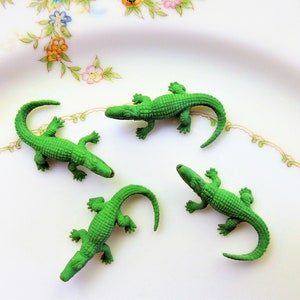 Tiny miniature realistic soft collectible alligator for crafts, dollhouses, terrariums, fairy or zen gardens, dioramas, shadow boxes, sensory or pretend play, plant pets, and much more.