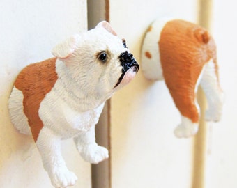 Bulldog ANIMAL DRAWER KNOBS Pulls Cabinet Handle Hardware Decorative Head & Butt Furniture Bedroom Dresser