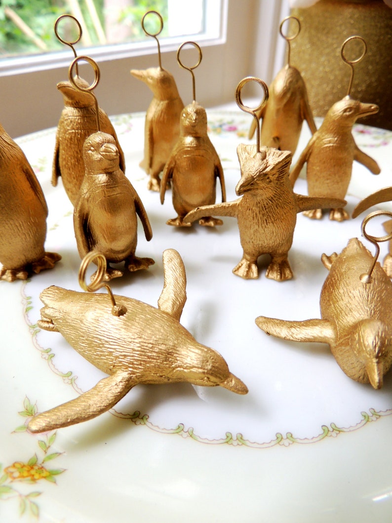 Gold Silver Animal Place Card Holder Wedding Assorted Penguins Etsy