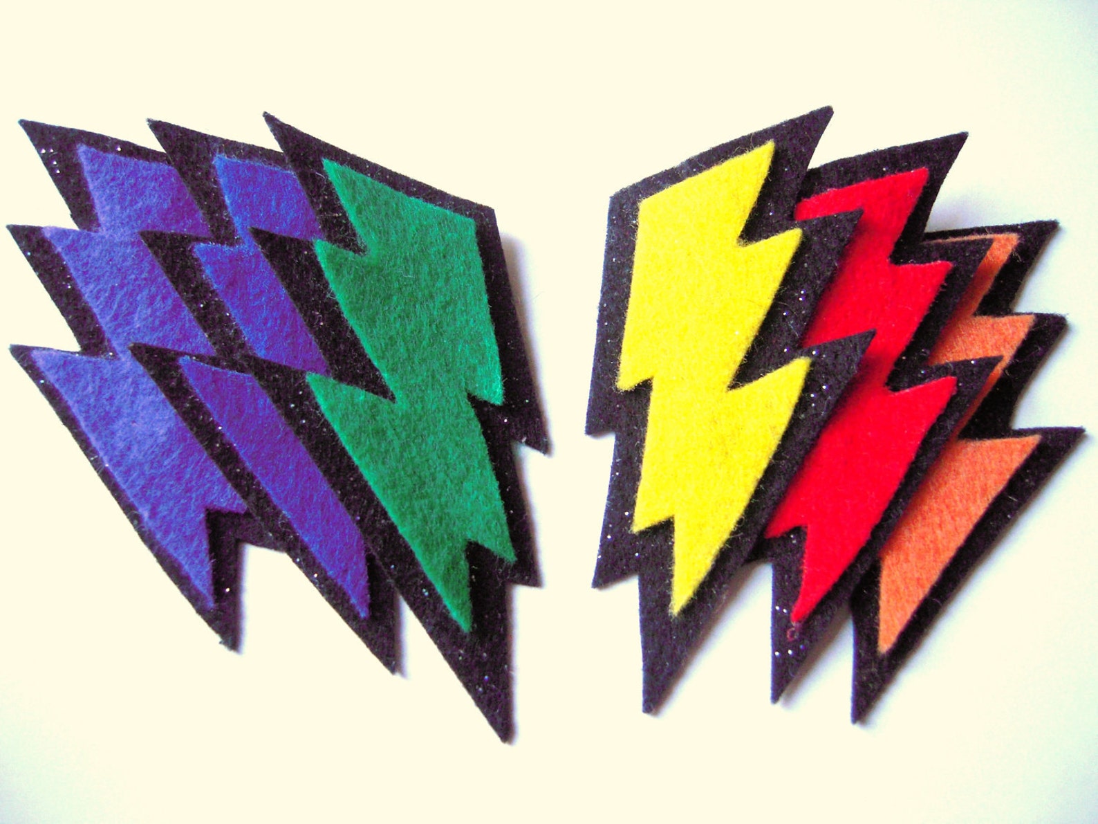 Felt Lightning Bolt Hair Clips Barettes Rainbow Colors Girl Etsy