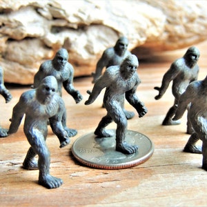 MINIATURE BIGFOOT Sets of 10+ Tiny Mini Figure Dollhouse Diorama Terrarium Small Fairy Garden Miniatures Figurines Sasquatch Cryptozoology