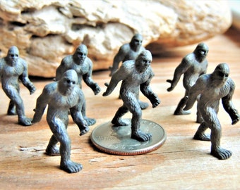 Miniature Bigfoot Figure Sets: Tiny Sasquatch Cryptozoology for Dollhouses, Terrariums, Dioramas, Fairy Gardens, Crafts
