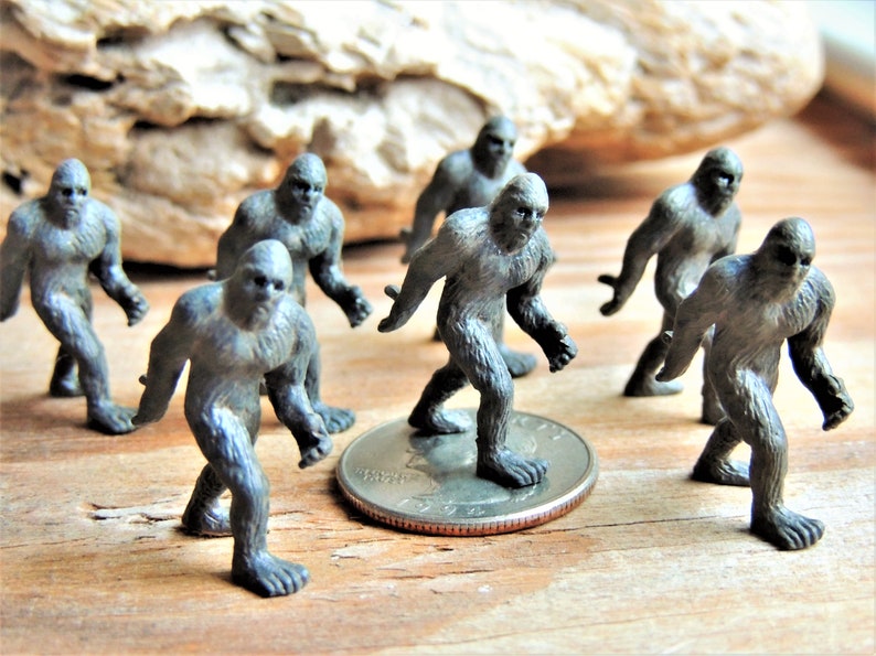 Set of 1 to 50 Tiny Miniature Bigfoot Mythical Creature Cryptid Mini Figures for dollhouses, terrariums, fairy gardens, dioramas, geocache, scavenger hunts, plant decor, shadowboxes, party favors, for dolls, for crafts, etc. Etsys Pick Mini Animals