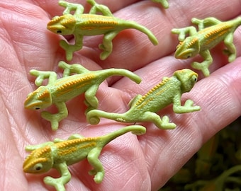 CHAMELEON MINIATURES: Tiny Mini Animals Figures Figurines Dollhouse Terrarium Fairy Garden Diorama Small Lizard