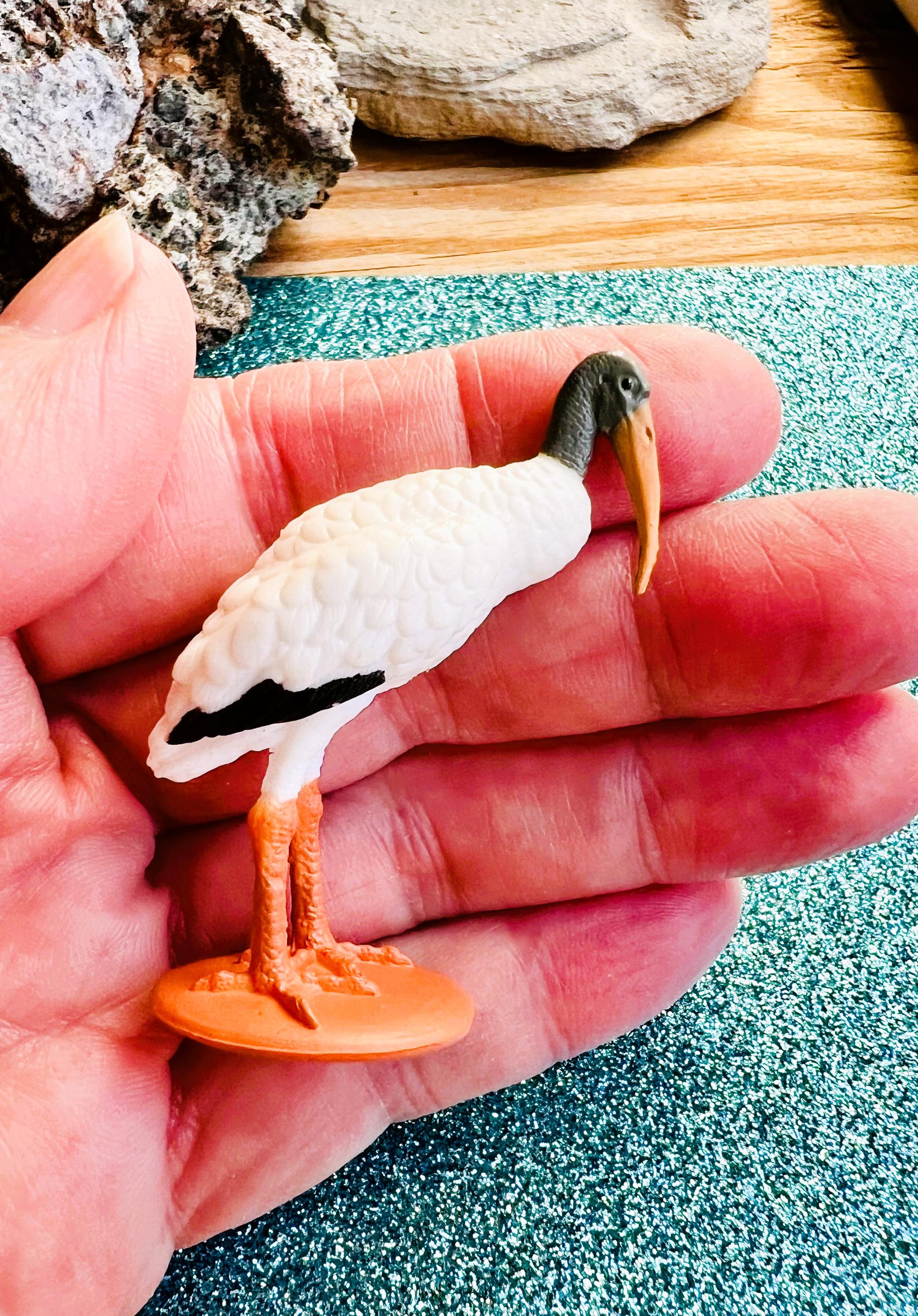 WOOD STORK MINIATURE Bird Animals Figurines Fairy Garden Dollhouse Diorama Terrarium Craft Supply Figures