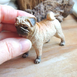 PUG DOG FIGURINE For Wedding Cake Topper Large Miniature Animals Figure Dog Eating Cake Diorama Supply Plastic Model Safari Ltd