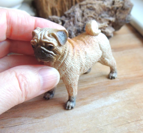 PUG DOG FIGURINE for Wedding Cake Topper Large Miniature Animals Figure Dog Eating Cake Diorama Supply Plastic Model Safari Ltd Etsy