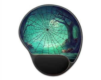 Spooky Spider Web Cute Mouse Pad With Wrist Rest Creepy Print Wrist Rest Ergonomic Mouse Pads Office Desk Laptop Aesthetic Decor Halloween