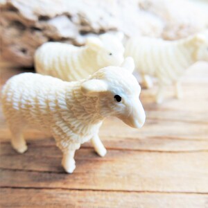 Miniature Sheep Farm Animal Mini Figurine Figure for Crafts, Terrariums, Large Dollhouses, Fairy Gardens, Resin or Soap Projects, School Projects, Dioramas, Shadowboxes, etc.