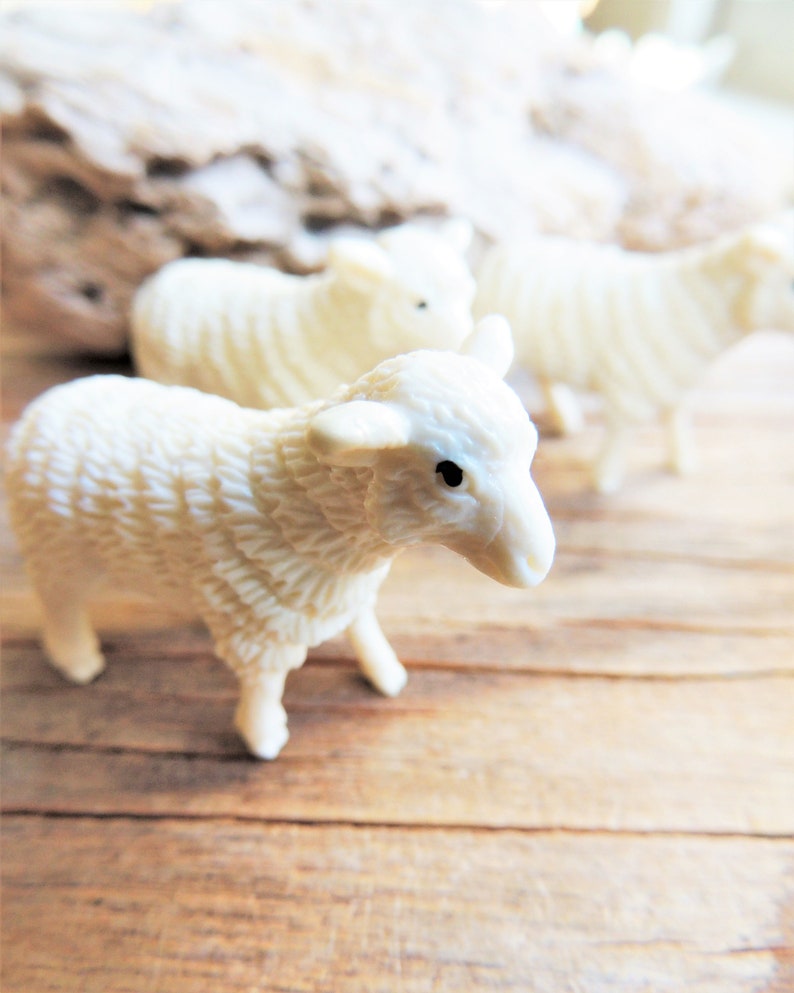 Miniature Sheep Farm Animal Mini Figurine Figure for Crafts, Terrariums, Large Dollhouses, Fairy Gardens, Resin or Soap Projects, School Projects, Dioramas, Shadowboxes, etc.
