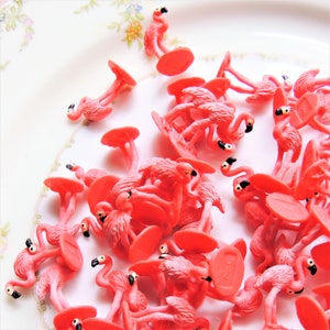Tiny soft miniature collectible Flamingo bird animal figures for dollhouses, terrariums, fairy gardens, dioramas, plants, dolls, shadowboxes, zen gardens, slime soap resin jewelry, crafts, and more.