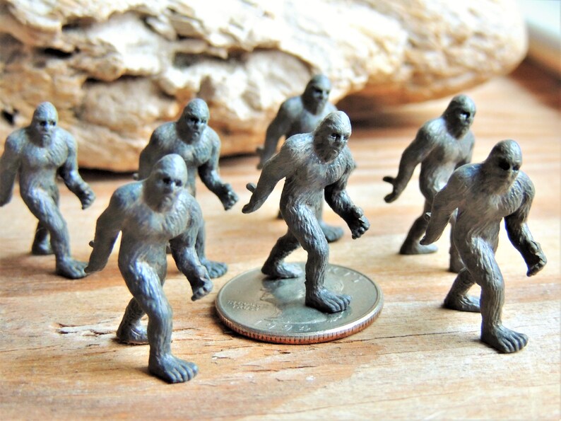 Set of 1 to 50 Tiny Miniature Bigfoot Mythical Creature Cryptid Mini Figures for dollhouses, terrariums, fairy gardens, dioramas, geocache, scavenger hunts, plant decor, shadowboxes, party favors, for dolls, for crafts, etc. Etsys Pick Mini Animals