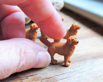 MINIATURE GOLDEN RETRIEVER Dog Animal Figurines Micro Mini Figure Dollhouse Terrarium Supplies Small Tiny Miniatures Fairy Gardens Diorama