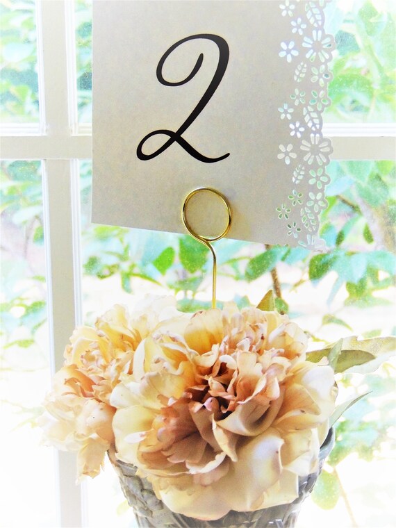 TABLE NUMBER HOLDERS Holder Wedding Gold Tall Wire Photo Metal Etsy