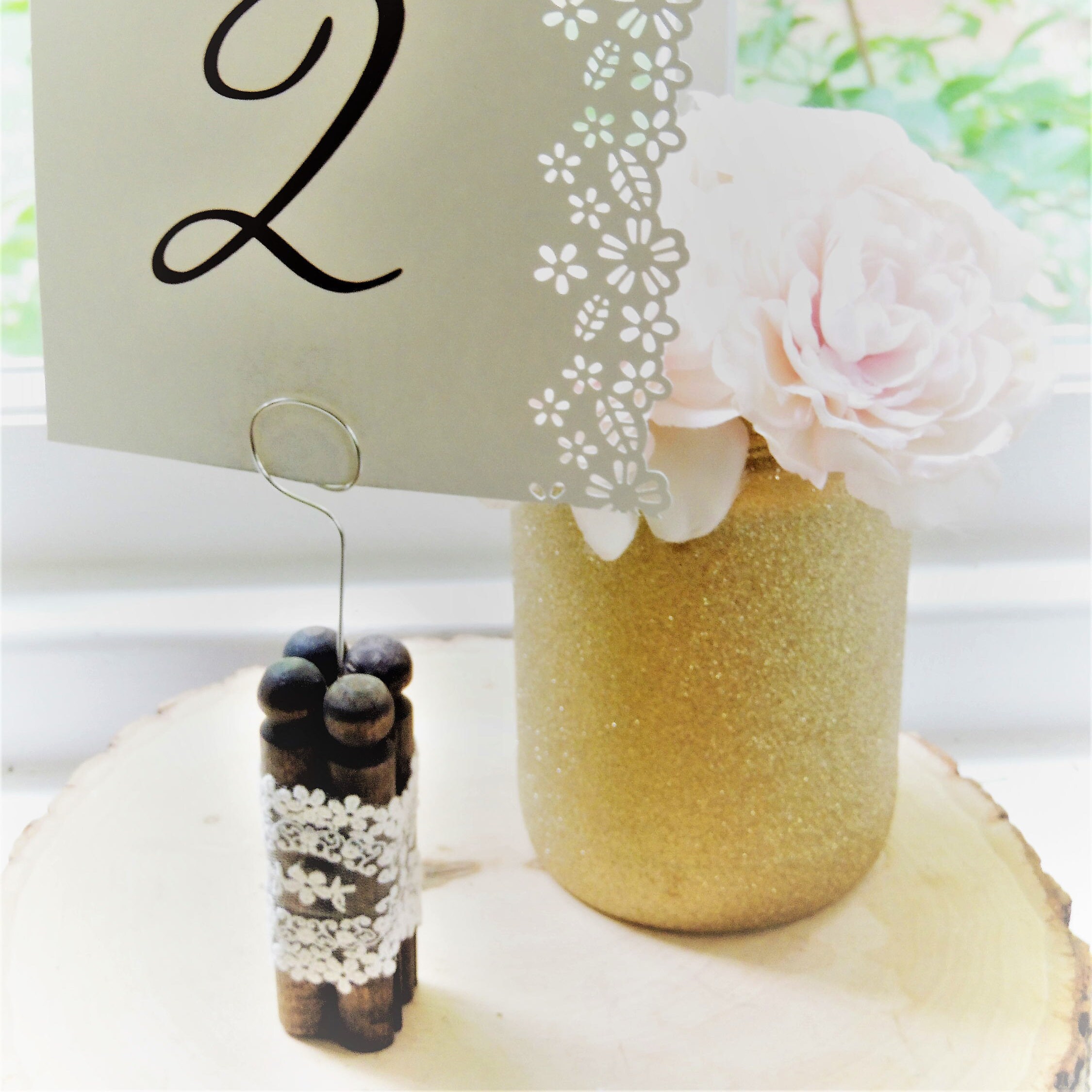 TABLE NUMBER HOLDERS Card Holders Weddings Stands Rustic Lace Etsy