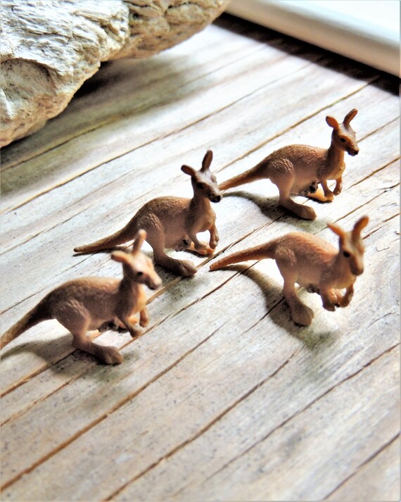 Set of MINIATURE Kangaroo Animals Figurine Figures Fairy Garden ...