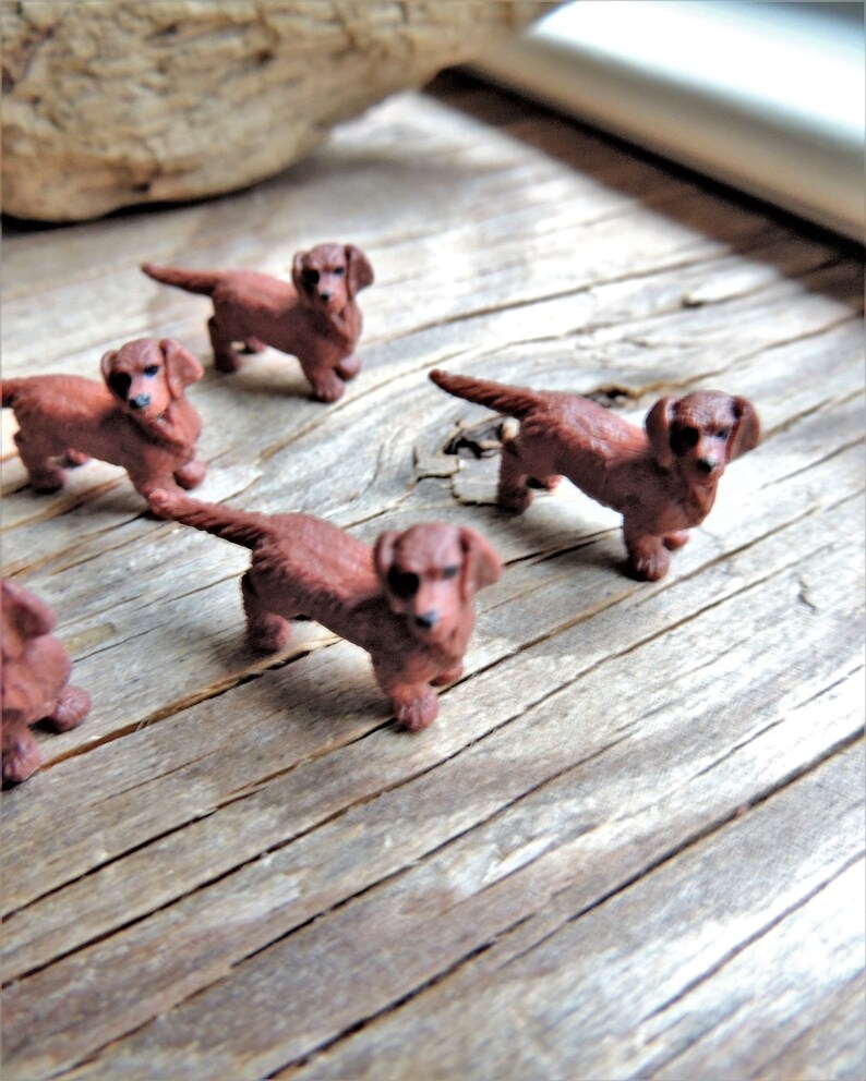MINIATURE DACHSHUND Dog Figurine Tiny Soft Animal Figures Etsy