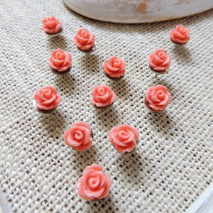 PUSH PINS Decorative Flower Thumbtacks Wedding Boards Rose Bud 10 Coral Tacks Thumb Tack Message Boards Office Decor Corkboard Cubicle Decor image 3