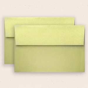 Paquet de 25 | Enveloppe métallique Lime | Barres A1/4, A2, A6, A7, 6-1/2 po. carré