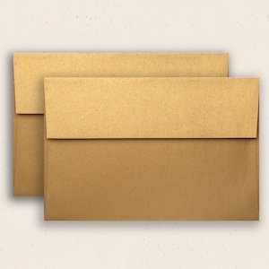 25 Pack | Metallic Envelope Antique Gold | A1/4Bar, A2, A6, 6-1/2"Sq., #10