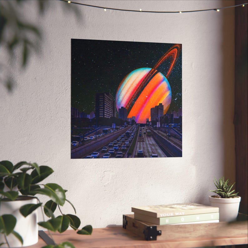 Vertical Poster: Retro Space Aesthetic Cool Wall Decor Matte Print, Room Decor, Gift for Teens ...