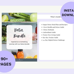 K&ouml;nnte beinhalten: Ein digitales Detox-Paket mit &uuml;ber 90 Seiten an Informationen zum Entgiften, darunter Ern&auml;hrungspl&auml;ne, Rezepte und Anleitungen zu Lebergesundheit, Detox-Methoden, Antioxidantien, toxinfreiem Leben und einer 14-t&auml;gigen digitalen Detox-Herausforderung. Das Bild zeigt einen K&uuml;hlschrank mit frischem Obst und Gem&uuml;se sowie S&auml;ften.