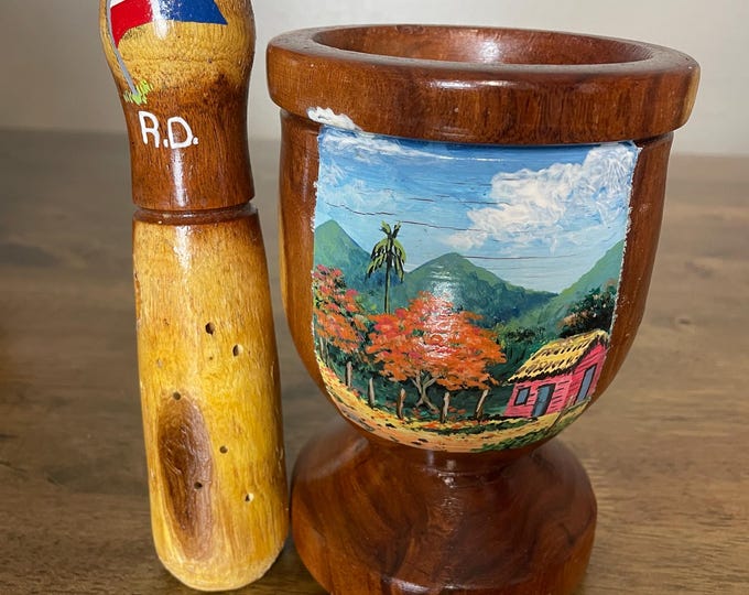 Hand-painted Guayacán Pilón: Dominican Mortar and Pestle - Etsy