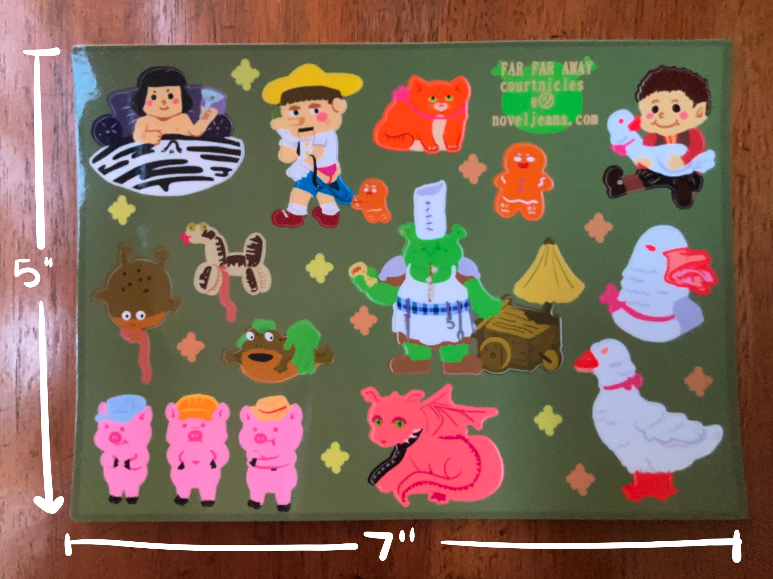 Shrek Character Sticker Sheet | Hand-drawn Fantasy Illustration Vinyl ...