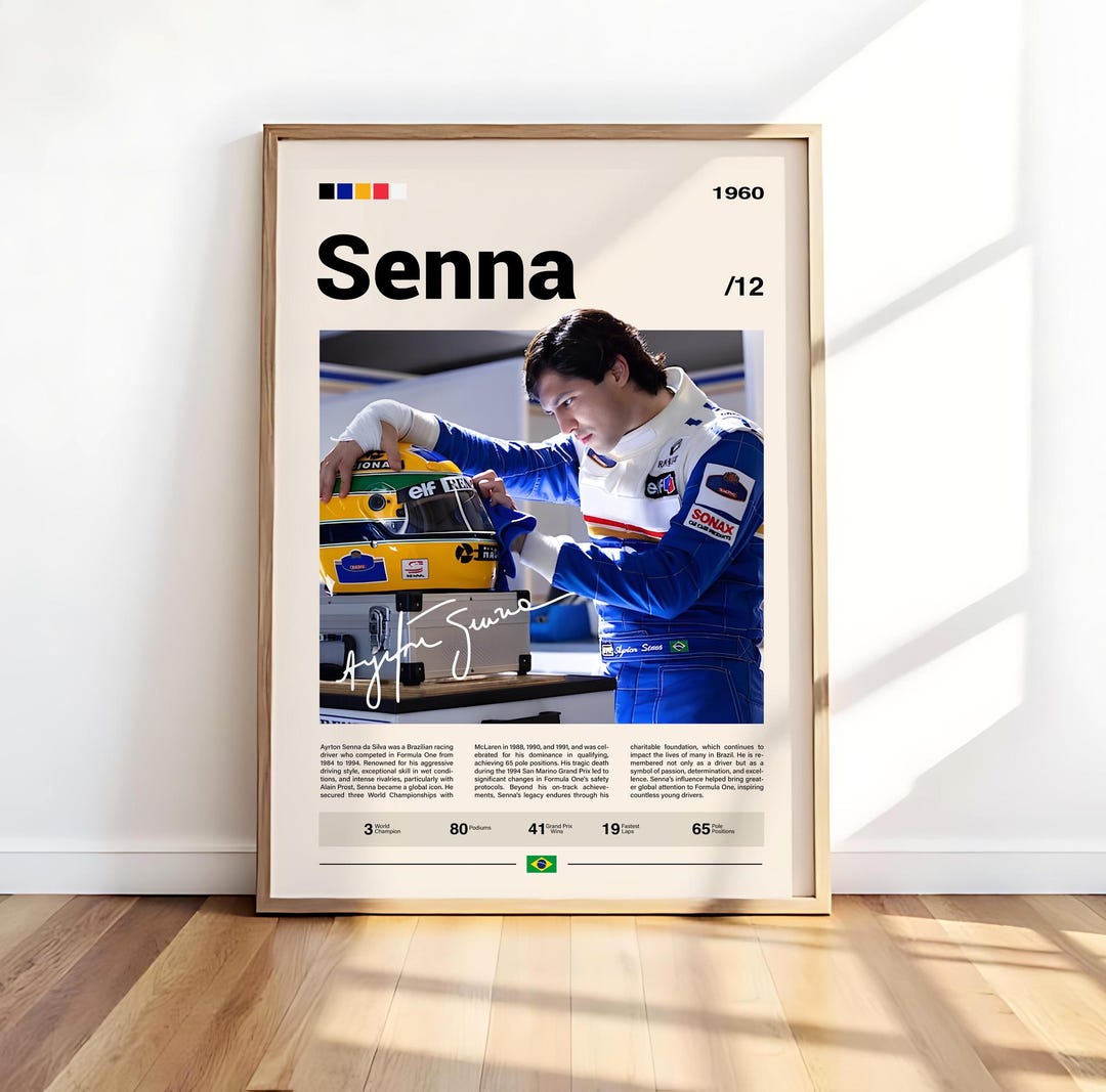 Number One Racing Print Ayrton Senna Wall Art, F1 Legend Poster, Formula 1 Racing Print ...