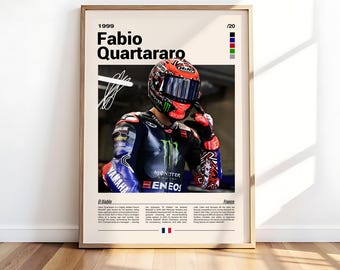 Poster Sur Toile Fabio Quartararo MotoGP 2025 - 40x60 Cm, Décoration Chambre, Bureau, Cadeau Fan