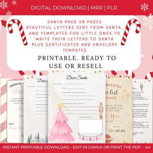 Carta de Papá Noel, Carta a Papá Noel, Papá Noel, Certificado de lista de buenos 2024, Correo del Polo Norte, Llave mágica, Descarga digital