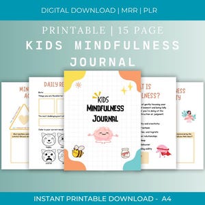 Diario di Mindfulness per Bambini, Diario della Felicità per Bambini, Salute Mentale e Benessere dei Bambini, Download Digitale. MRR. Master Resell Rights