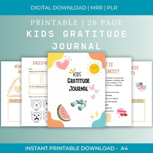 Kids Gratitude Journal / Salute mentale e benessere dei bambini, download digitale. MRR